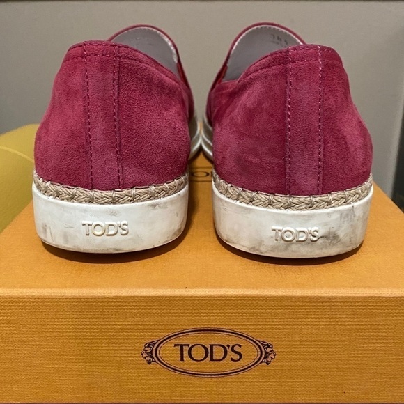 Tod's Espadrilles Deep Pink Suede size 8.5 loafer flats vacation shoes - Picture 3 of 5